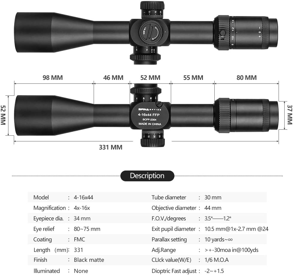 Spina Optics 4-16x44 FFP