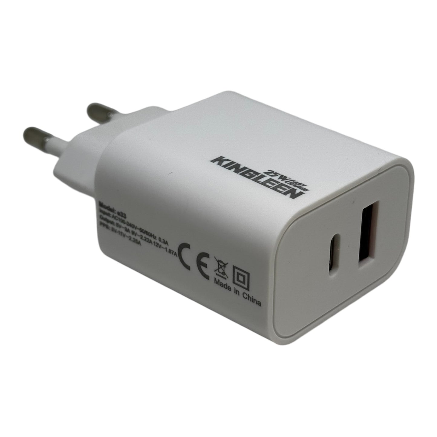 25W USB-C/A Dubbel Snabbladdare