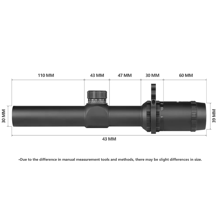 Spina Optics LPVO Kikarsikte 1-6x24 + Siktesringar
