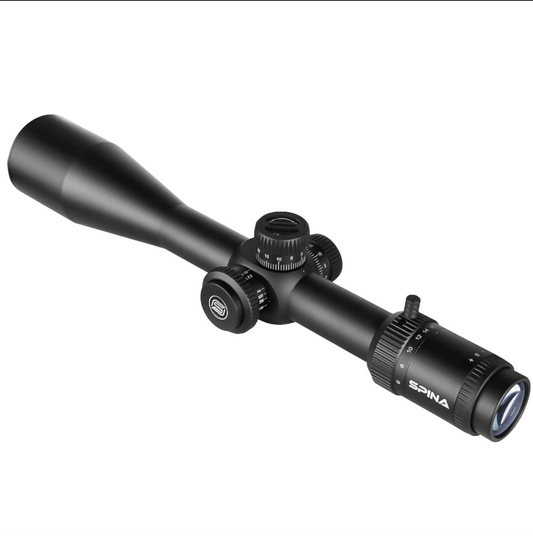 Spina Optics 6–24x50 FFP + Siktesringar