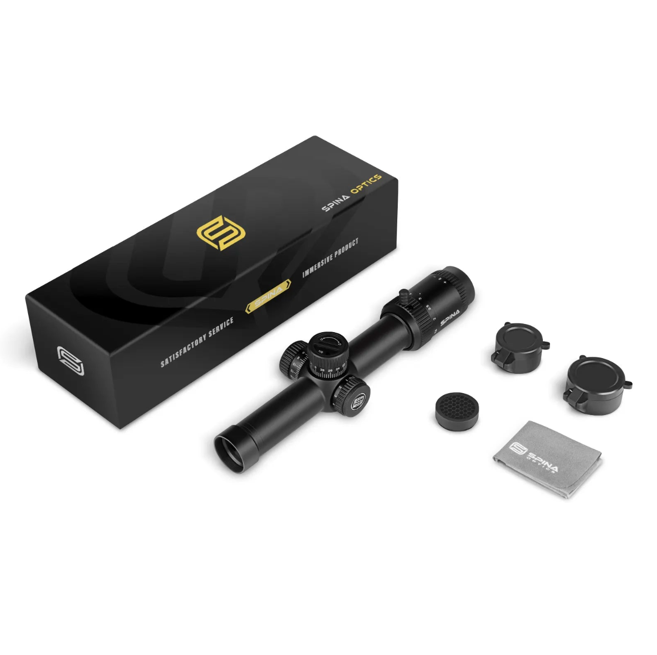 Spina Optics 1.2–6x24 FFP LPVO + Siktesringar